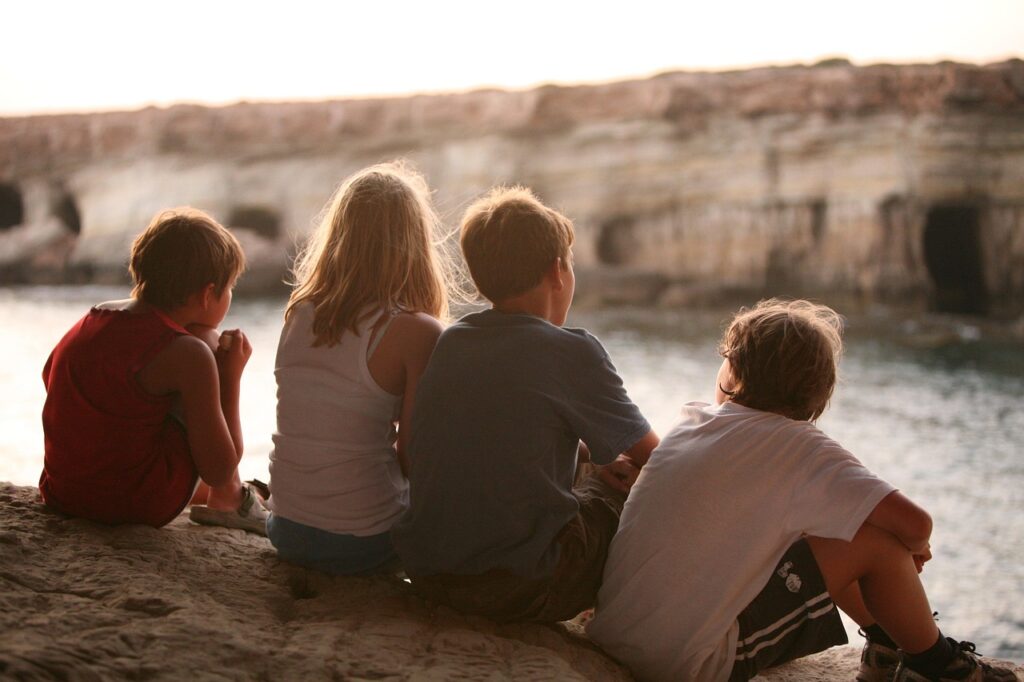friendship, friends, children, beachside, sunset, nature, outdoors, friendship day